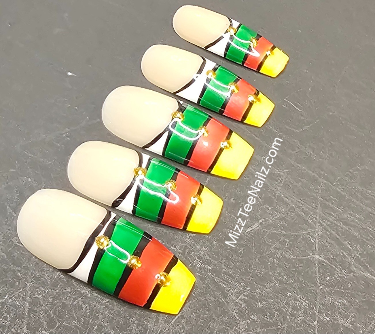 Press-On Nail Set #103: Black Pride 2
