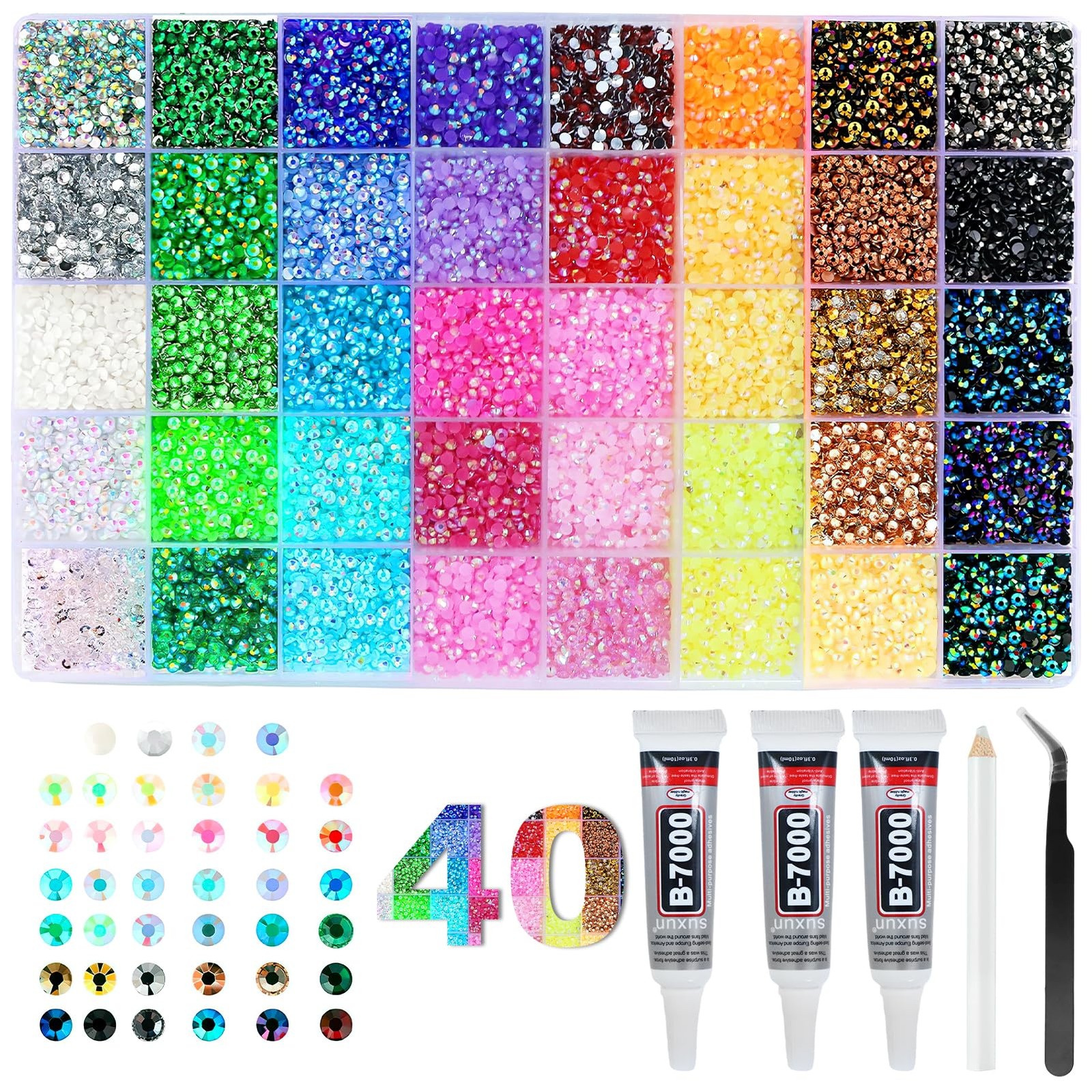 40 Colors Resin Jelly Rhinestones for Bedazzling,3mm 32000 Pcs Bedazzler Kit …