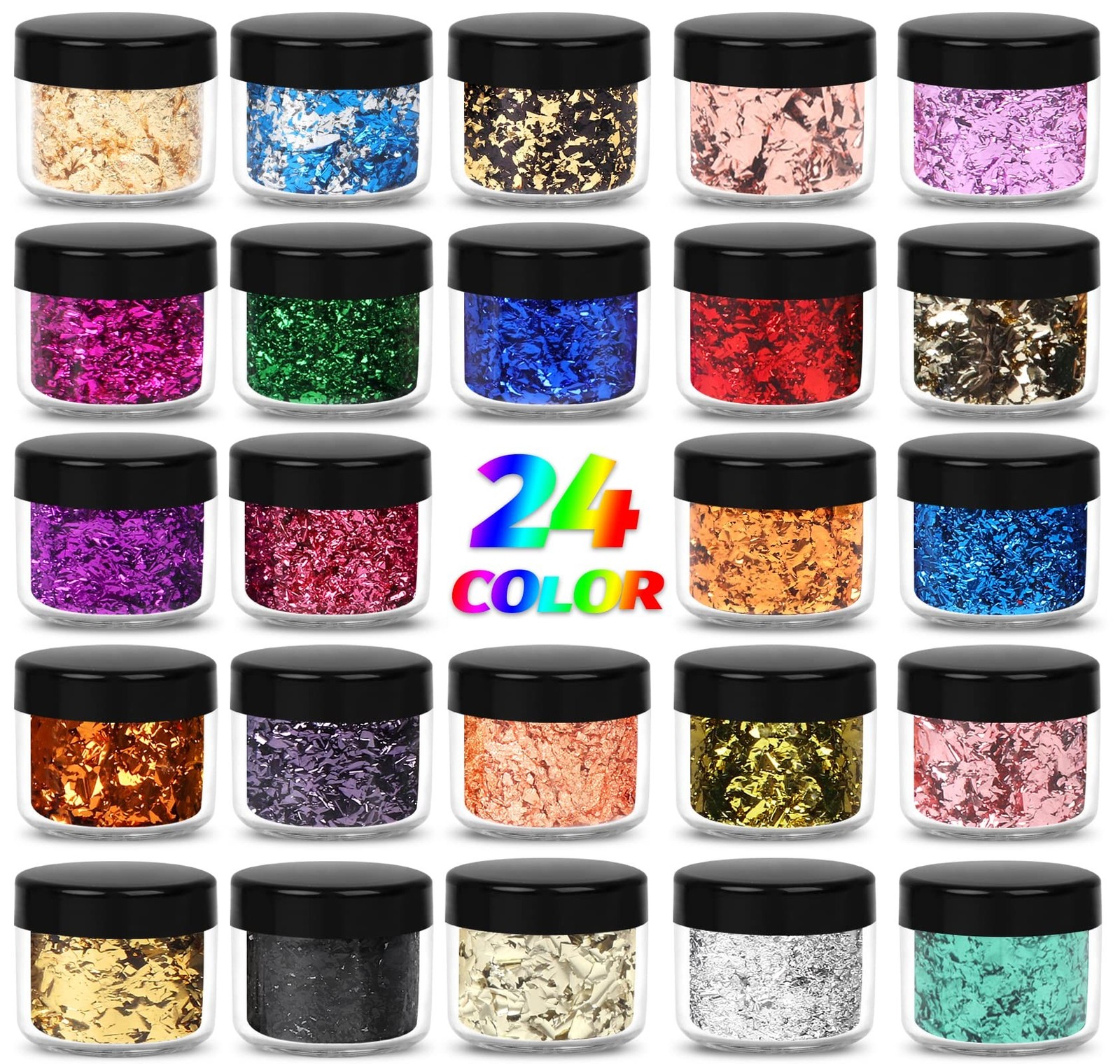 Gold Foil Flakes – 24 Color Metallic Gilding Flakes for Resin, Nails, Paintin…
