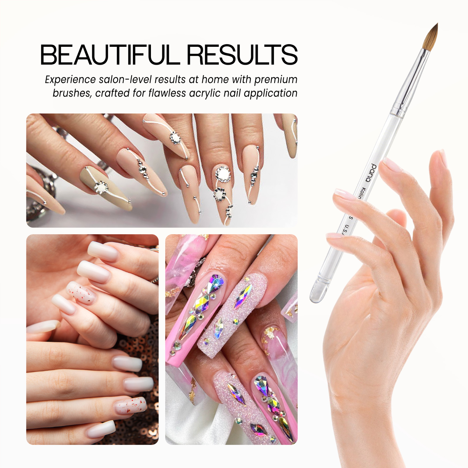 PANA Finest 100% Pure Kolinsky Nail Art Brush with Oval Acrylic Handle Size 8