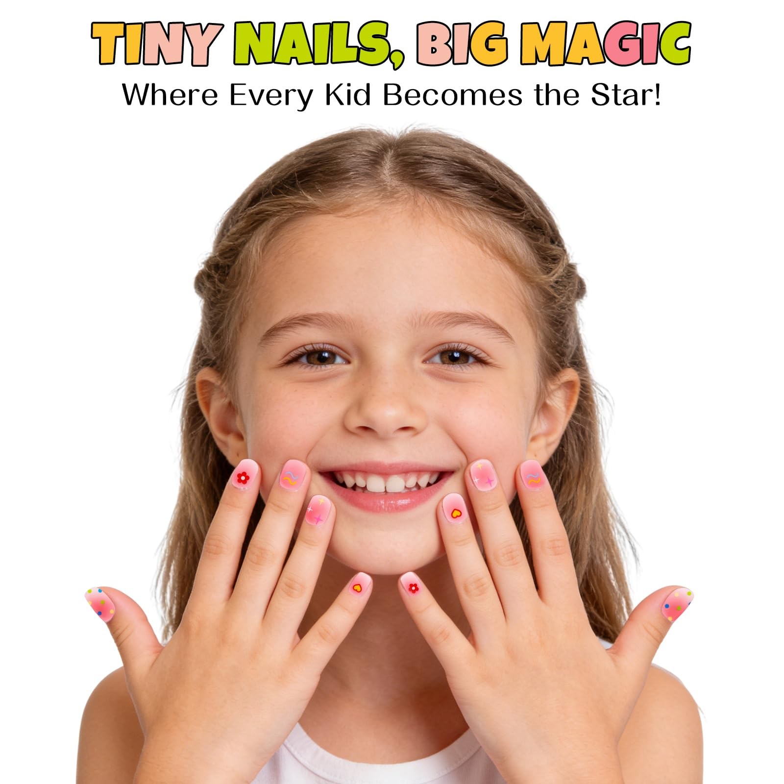 EBANKU Kids Gel Nail Polish Strips, Flower Star Cute Semi-Cured Nail Art Wrap…