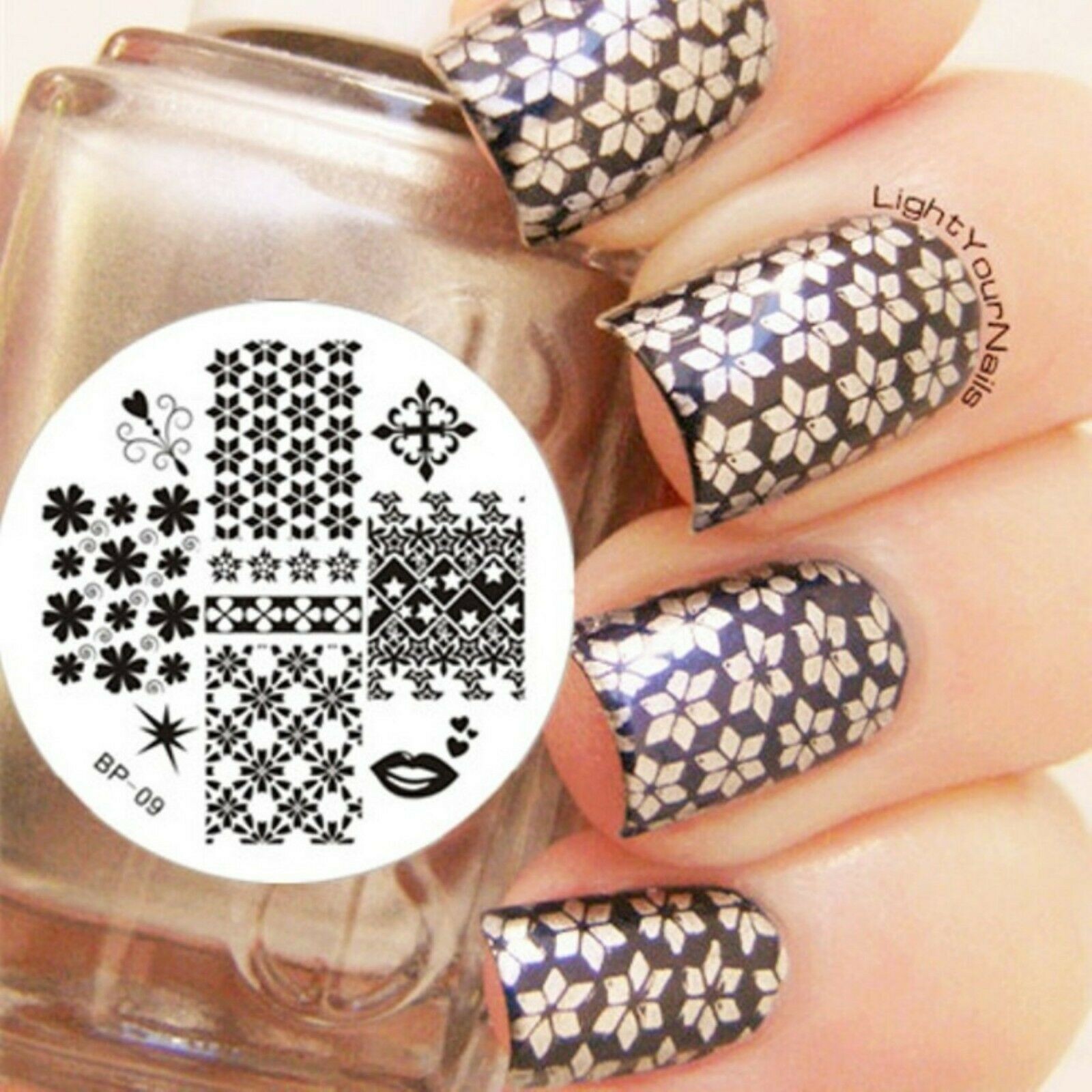 Mix Patterns Nail Art Stamp Template Image Plate Stamper Scraper Kit BP 09