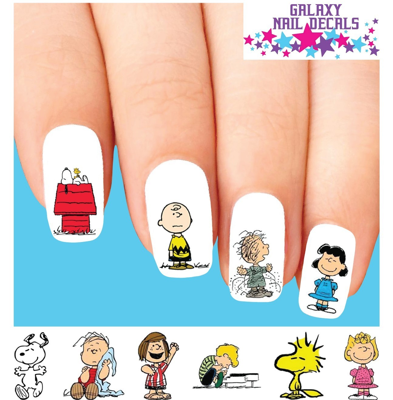 Waterslide Nail Decals – Set of 20 Charlie Brown, Lucy, Woodstock, Snoopy