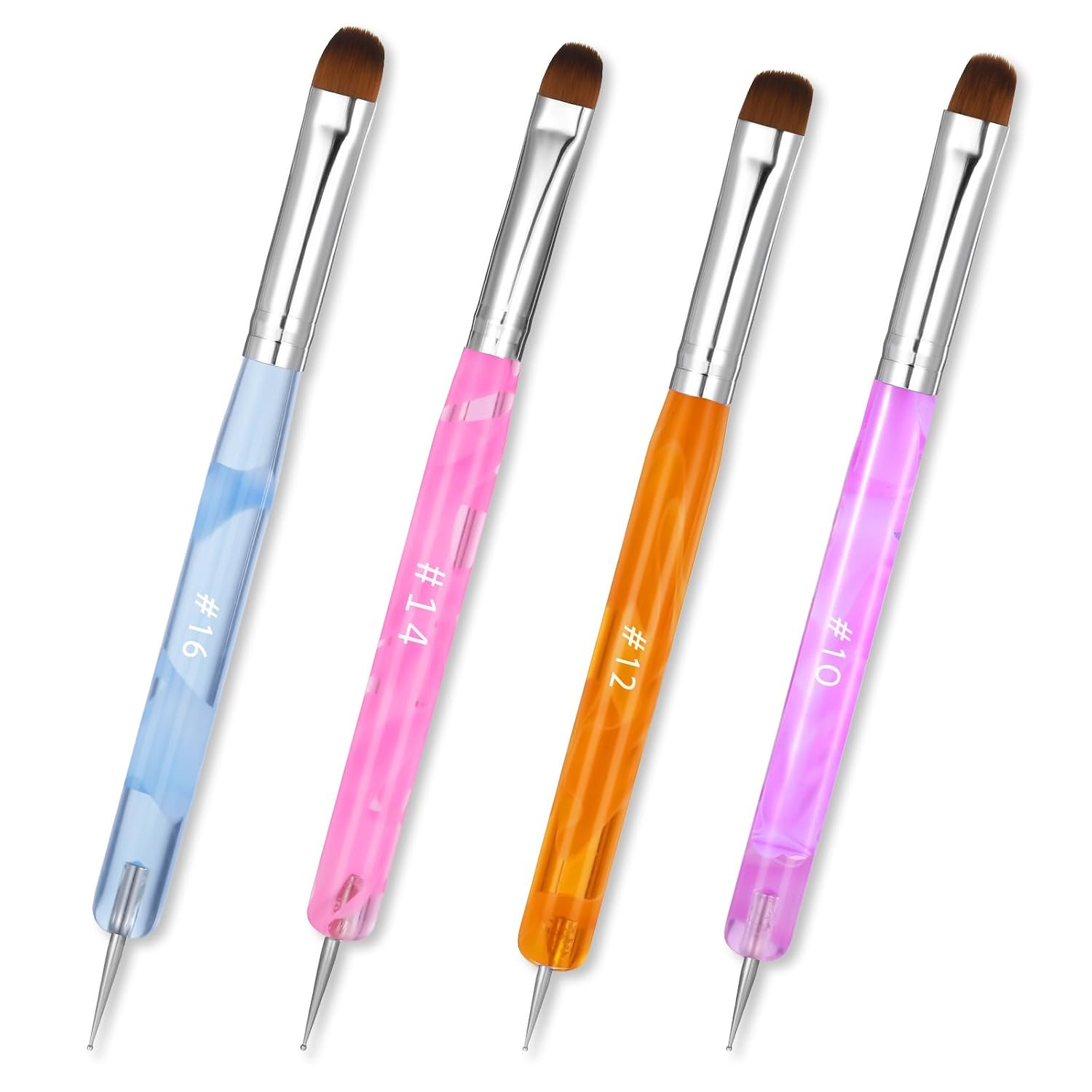 4Pcs French Gel Acrylic Nail Art Brush Mixed Color Two Way Nail Art Brush with D