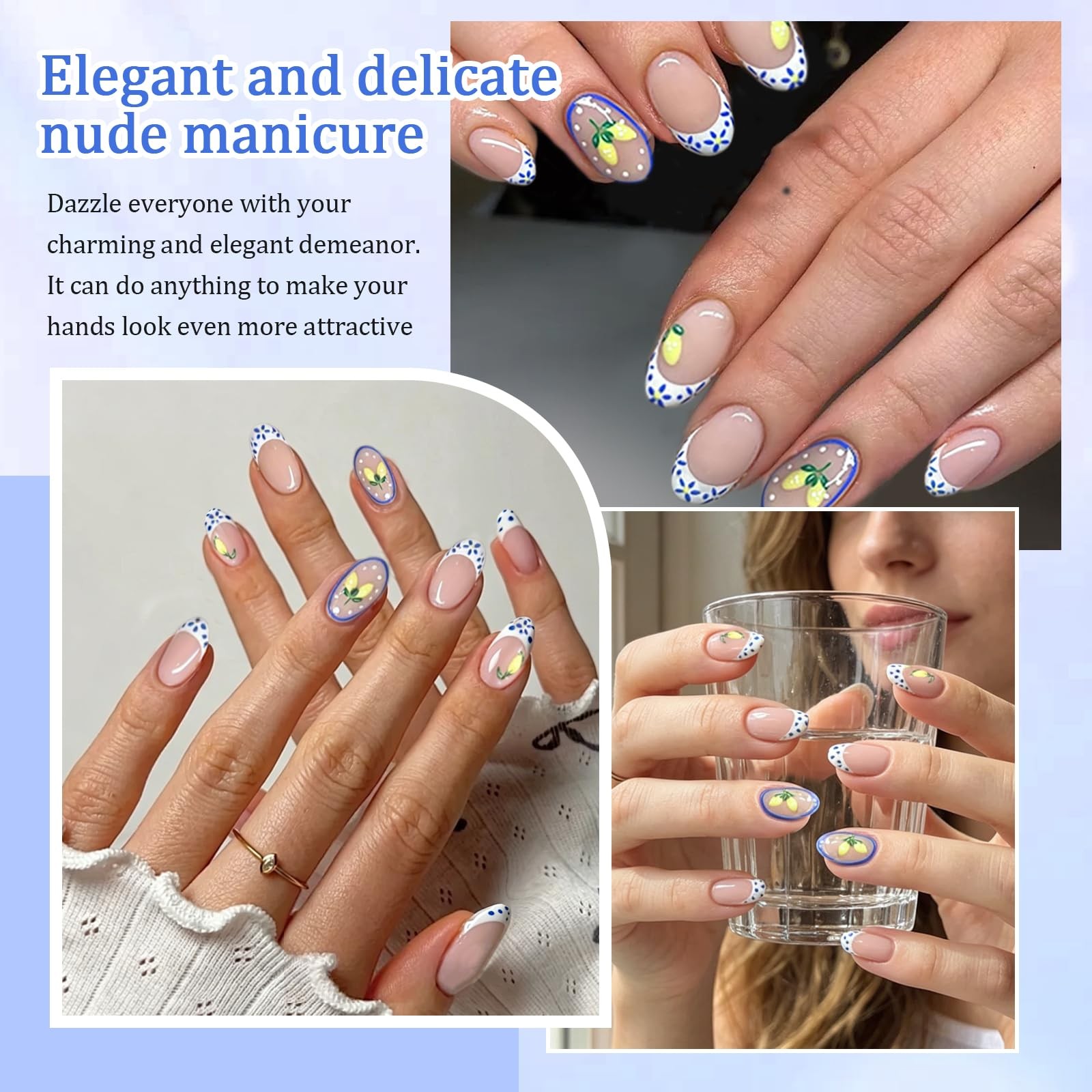 Press On Nails – Almond Fake Nails – French Tip False Nails Press ons – Trans…