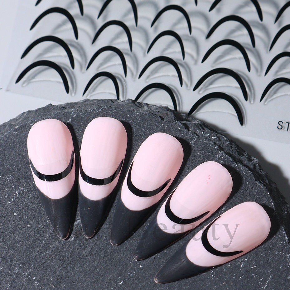 French Line Nail Art Stripe Stickers DIY Designs Stencil Guides Manicure NS2