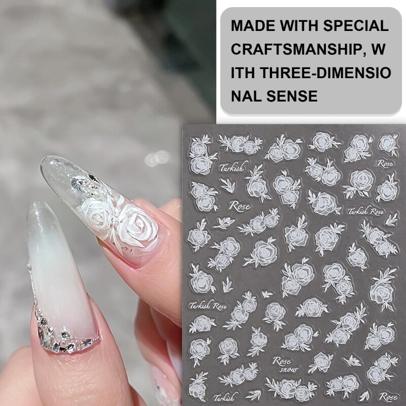 10 Sheets Flower Stickers Self-Adhesive Nails Decals Nails Art Stickers