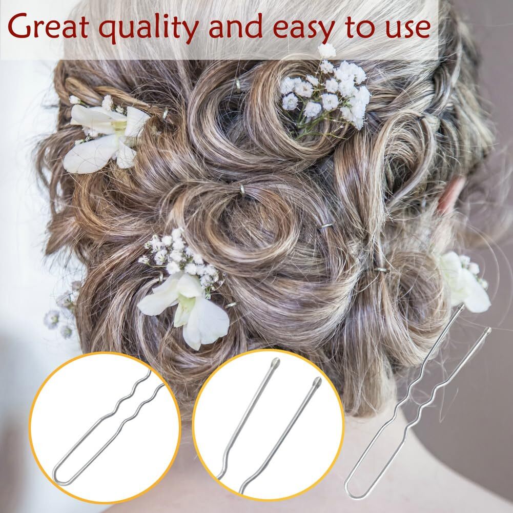 330 Count U Shaped Silver Hair Pins for Buns, YINGFENG Silver(2.4Inch)