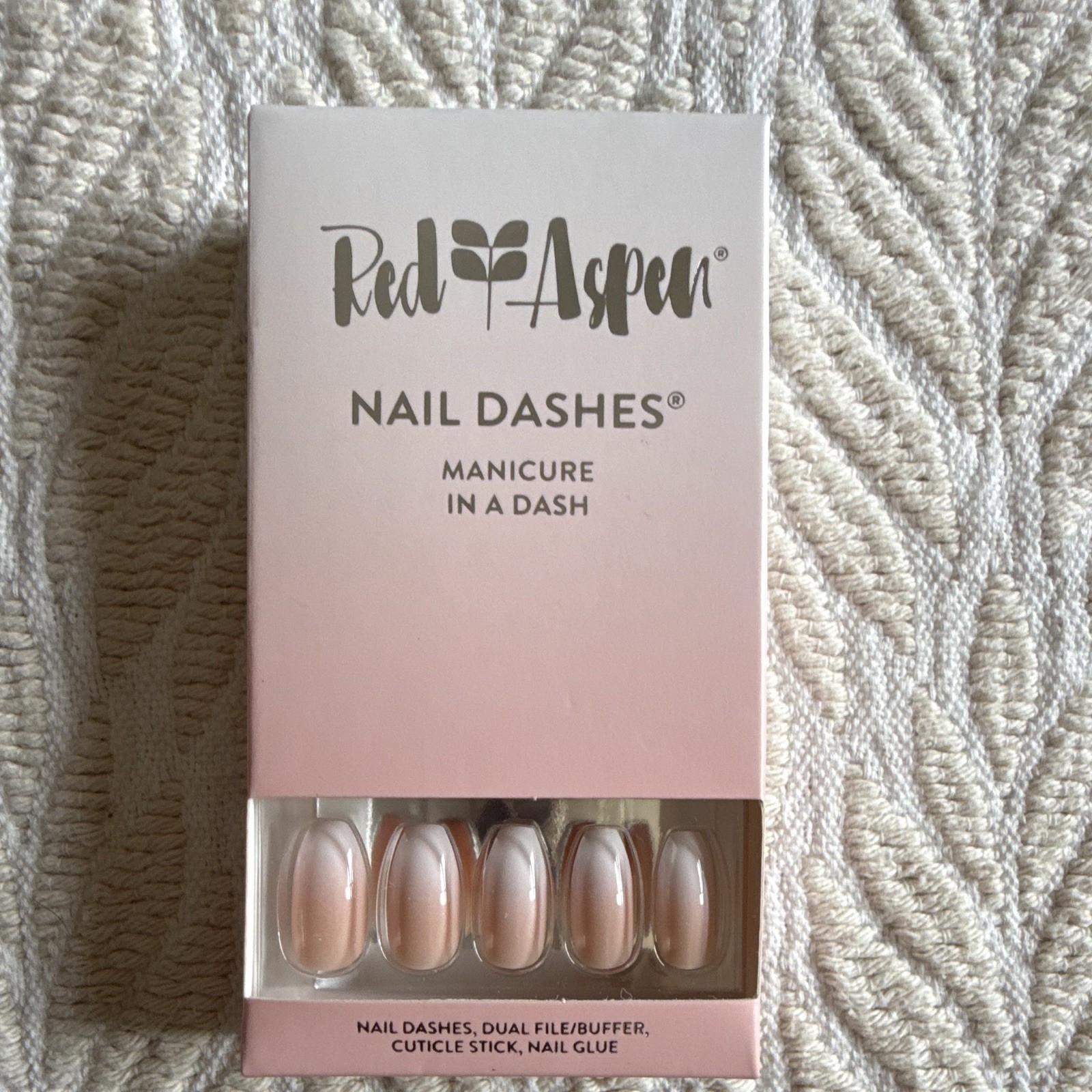 Red Aspen Nail Dashes Press-On Nails Lot of 3 Shiny Oval Pre-Designed Glue