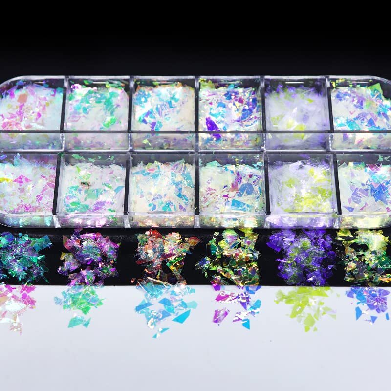 24 Colors Nail Art Glitter Sequins, Mermaid Flake Nail Glitter Sequins,