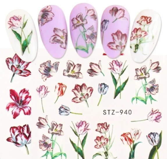 Flower, Floral Nail Art Water Decals DIY Nail (Group 5)
