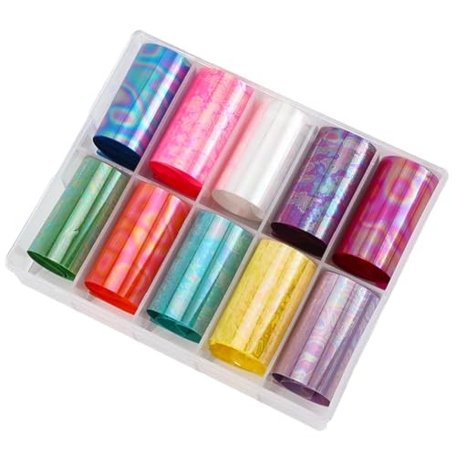 1 Box 10 Rolls Iridescent Nail Foil Sheets Holographic Nail Transfer Style 3