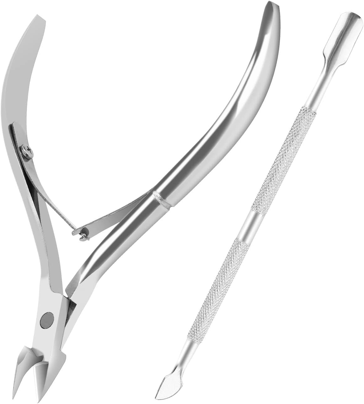 Metal Nail Cuticle Trimmer with Cuticle Pusher and Cutter, 2 PCS Professional