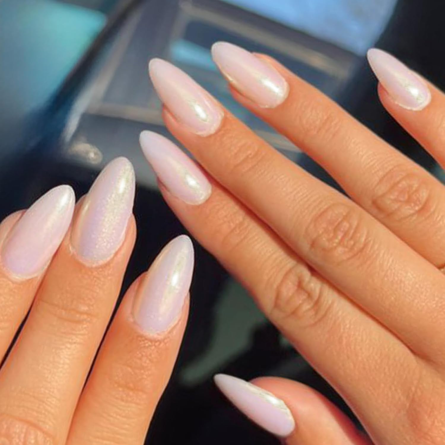 Press on Nails Medium Almond, Gothic Black Ombre French Tip Gel Glue on Nail, Gl