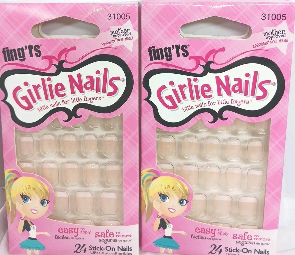 2 Fing’rs girlie nails 2-24 ct stick on nails little fingers french tip sparkle