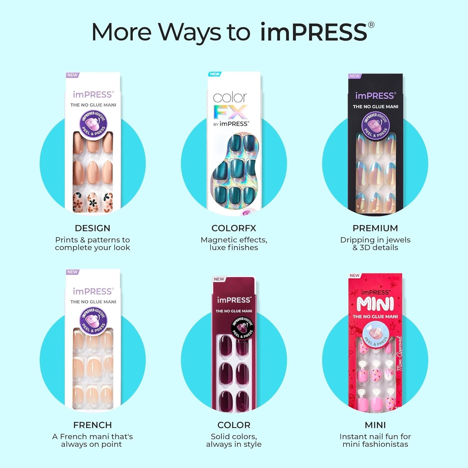 No Glue Mani Press On Nails, Color, ‘Mermaid es’, Pink, Short Size, Squoval S…