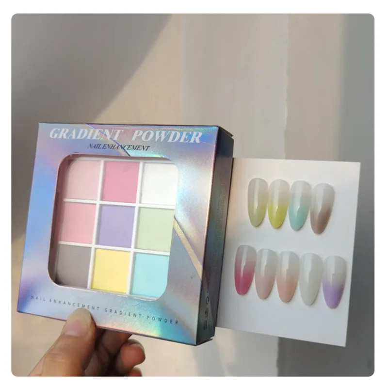 9Colors Solid Patting Nail Powders UV Polish Decoration Shimmer Fine Glitter