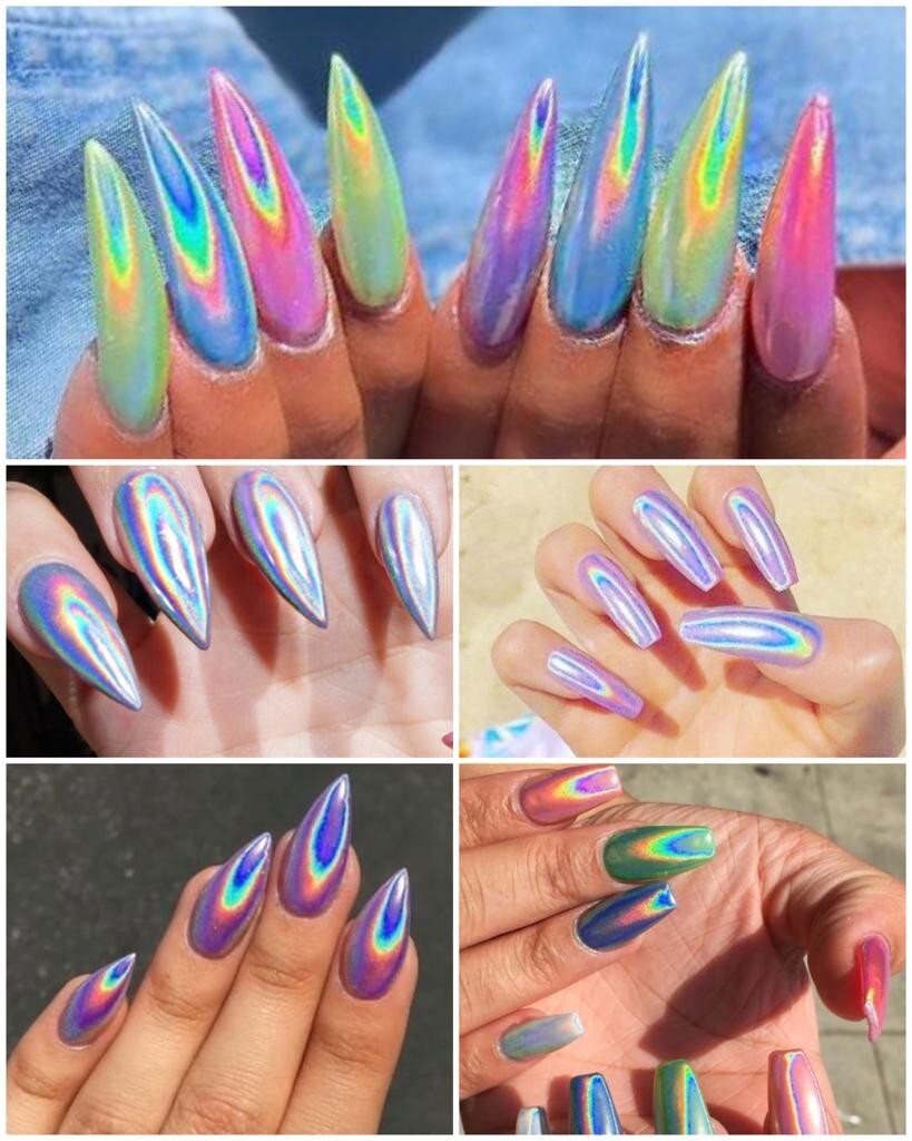 UNICORN NAIL POWDER HOLOGRAPHIC EFFECT MIRROR HOLO CHROME NAILS PIGMENT 15µ! UK