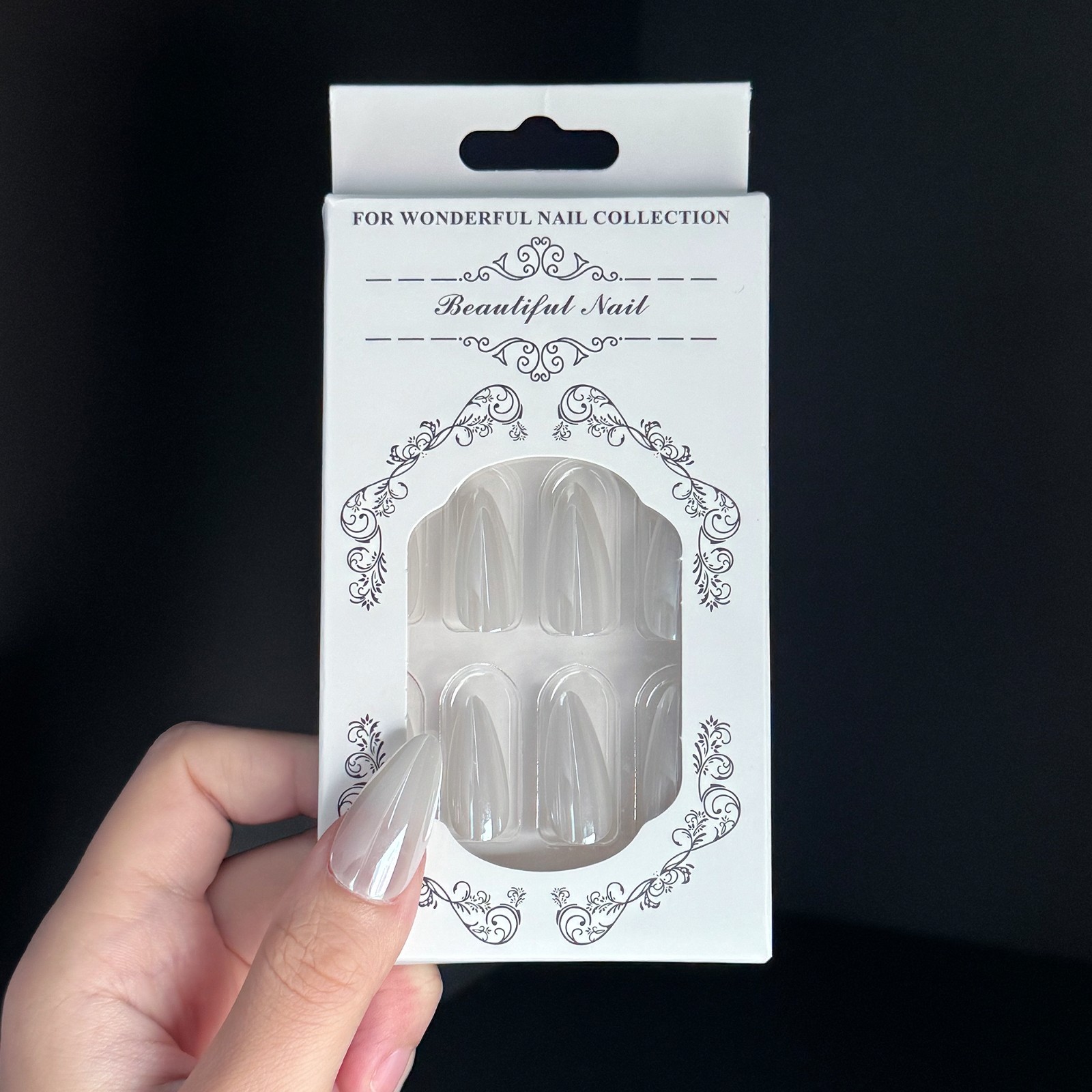 Clear Nude Long Almond Press-On Nails, 24Pcs Fake Nails with Full Prep Kit