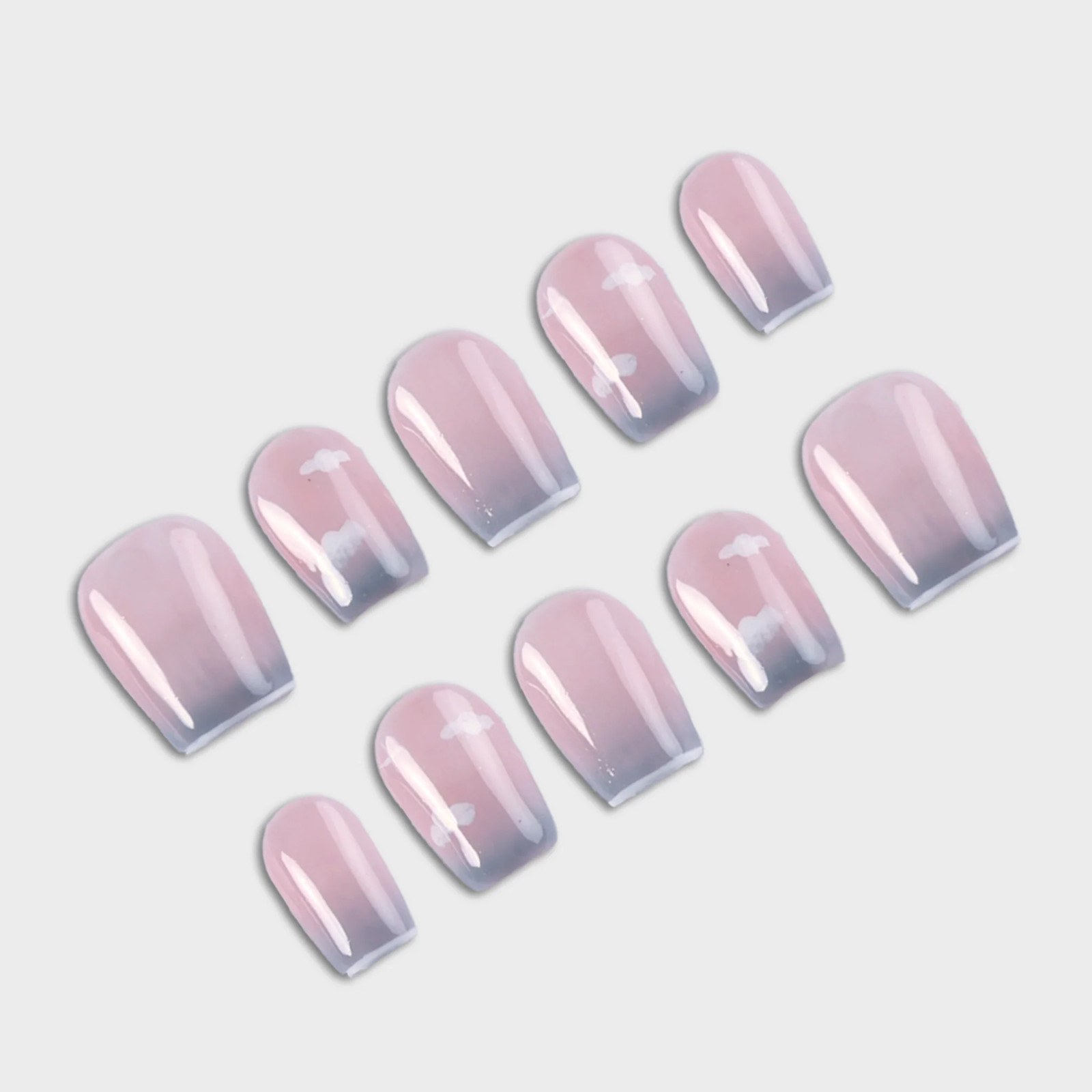 SIYOU Blush Haze Short Squoval Pearl Ombre Press-On Nails 10pc