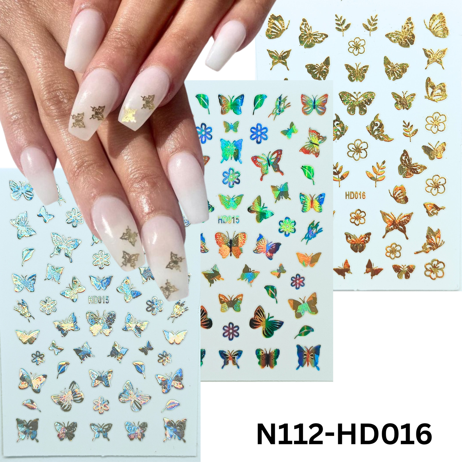 Hologram Butterfly Nail Stickers – 3D Nail Art Decals for DIY Manicure & Salon