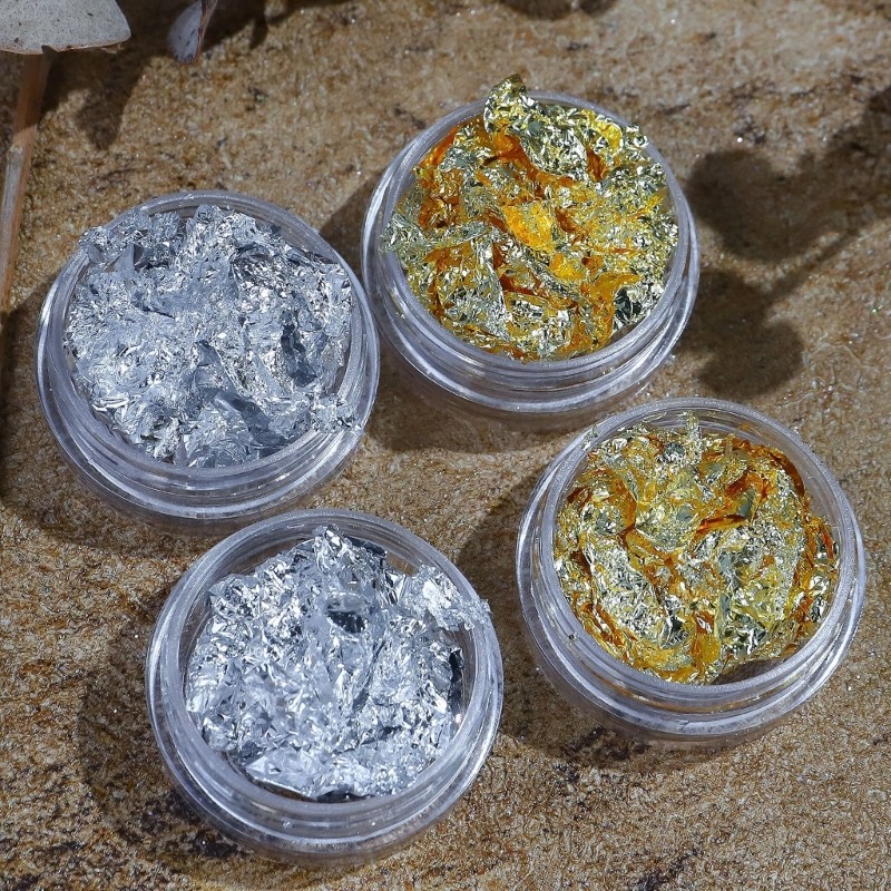 Gold Sliver Glitter Flakes Irregular Aluminum Foil Sequins Nails Chrome Powder