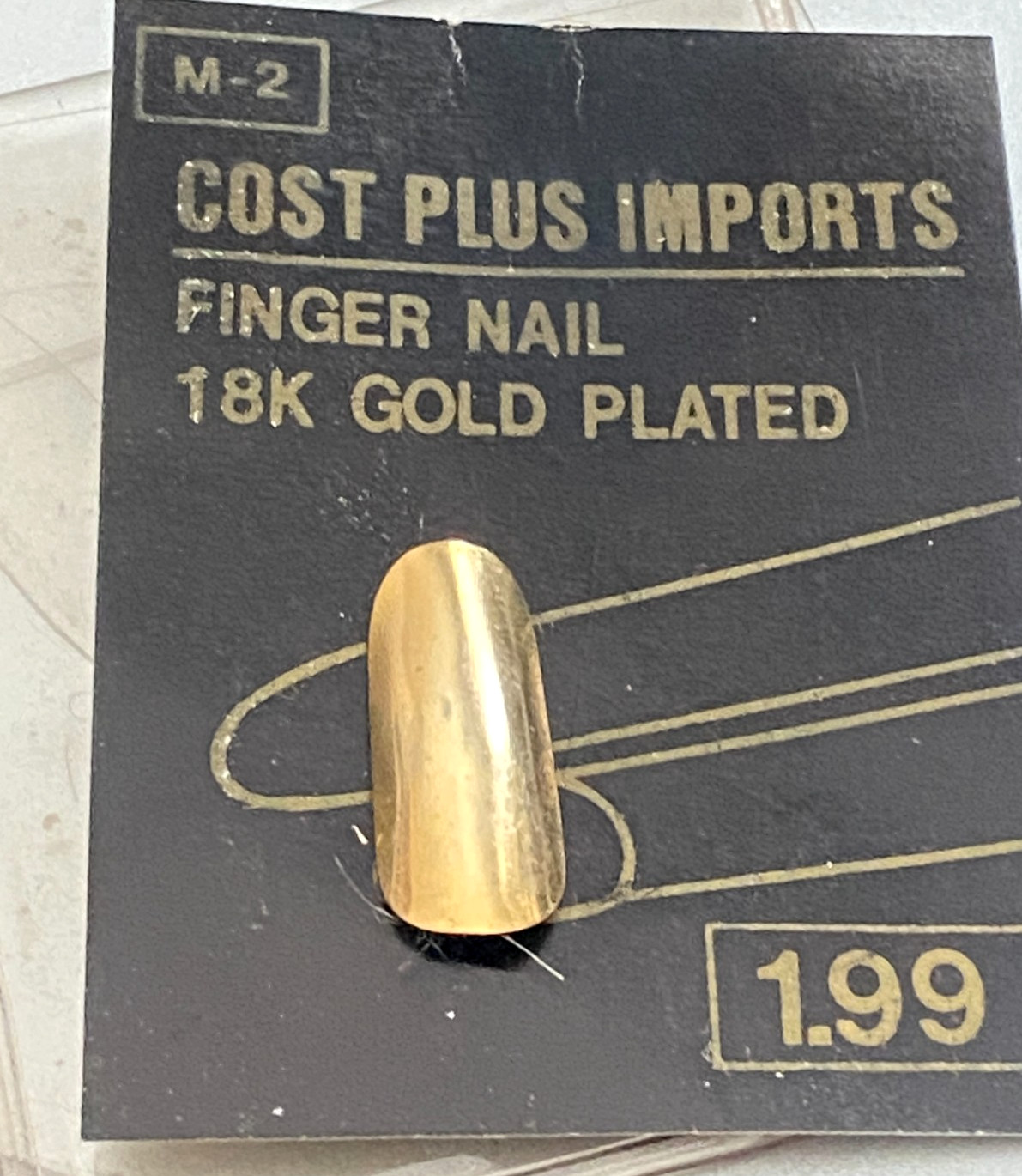 Vintage 1980’s 18 kt Gold Plated Finger Nail from Cost Plus Imports ~ New in Pkg