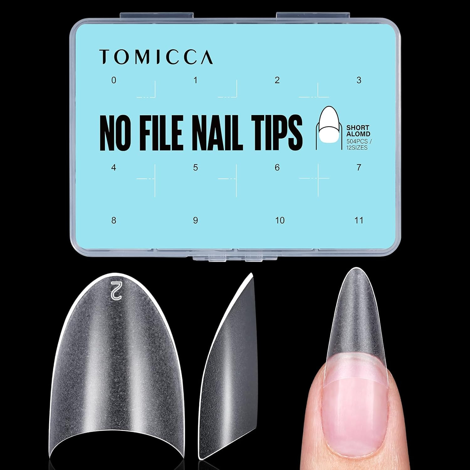 Short Square Nail Tips, 504Pcs Clear Press on Nails Square Full Cover Nail Tips