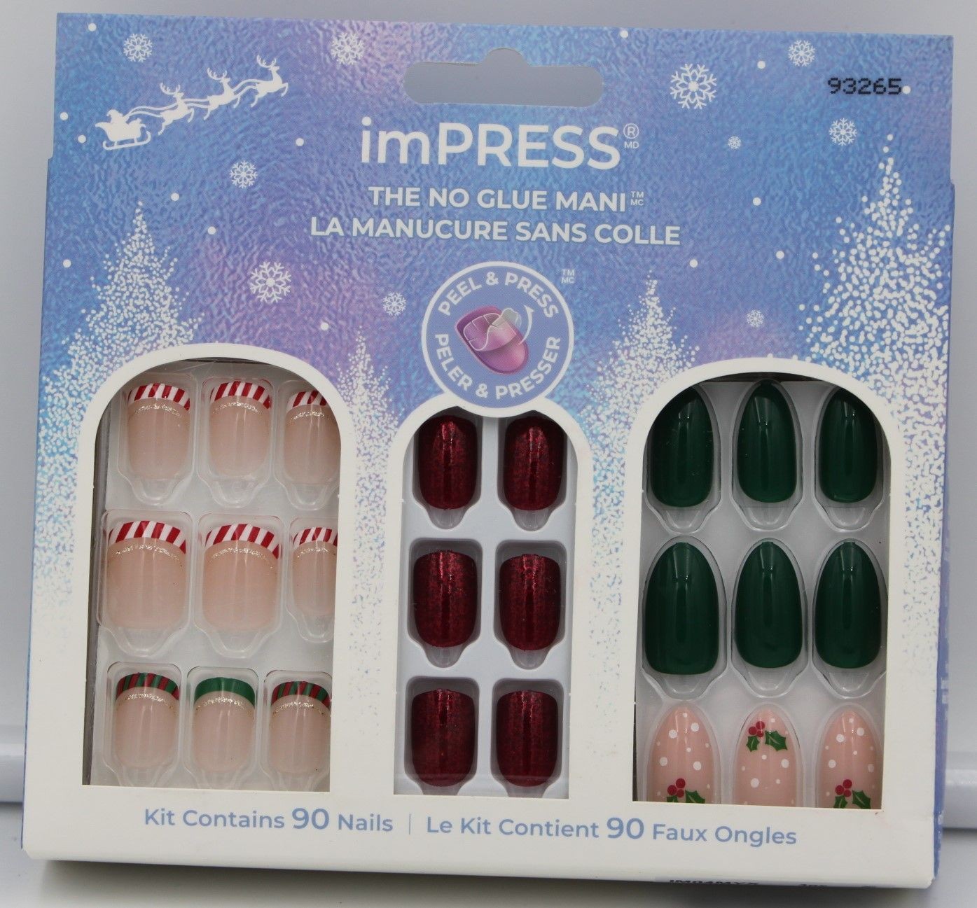 imPRESS Press On Nails Kit The No Glue Mani Womens 90 Nails Holiday Red Green