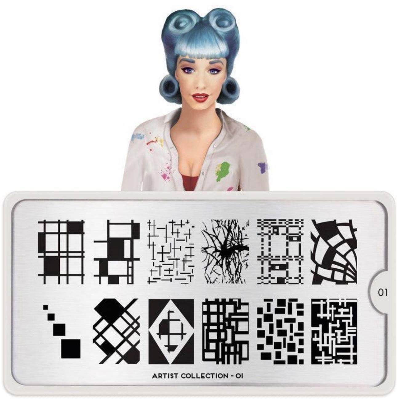 HTF MoYou Artist Collection 01 09 28 Geometric Metal Nail Stamping Plates Set