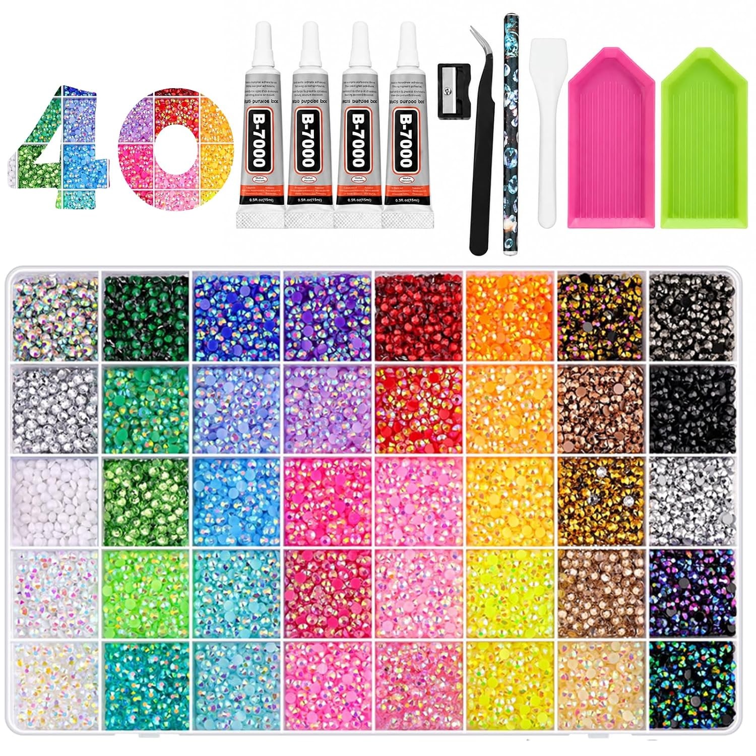 Bedazzling Kit 45000Pcs Resin Rhinestones 3mm 40 Colors Rhinestone Craft