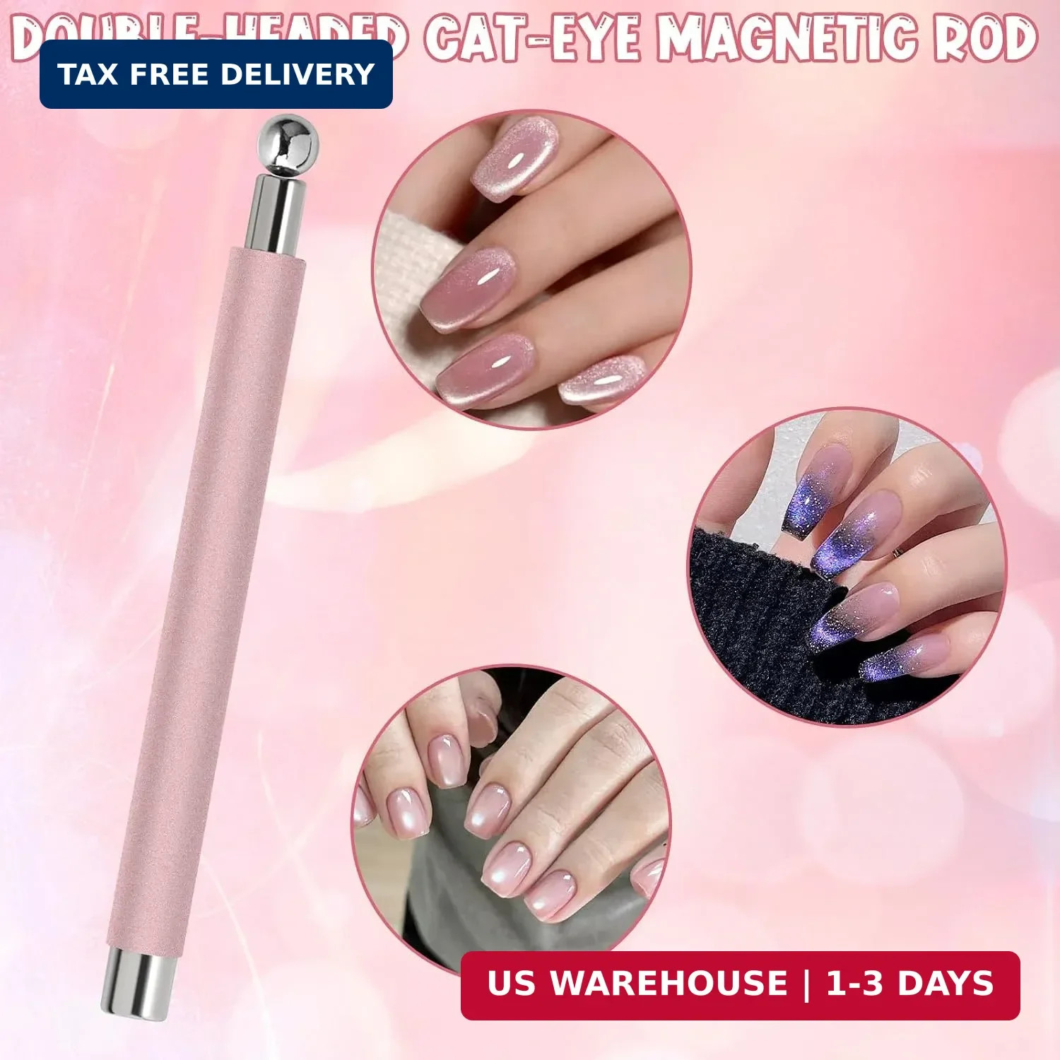 4Pcs Cat Eye Nail Magnet Kit for Gel Polish, 3-in-1 Magnet with Dual-Ended Pen &