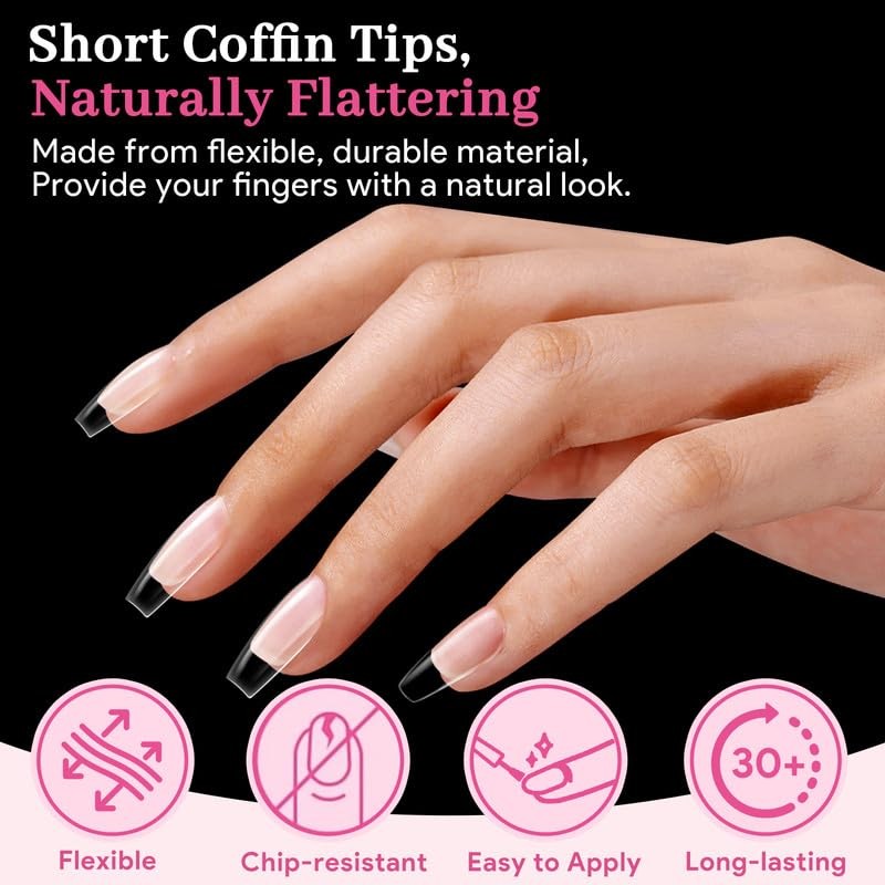 QIEK Medium Coffin Nail Tips 240pc 1pk