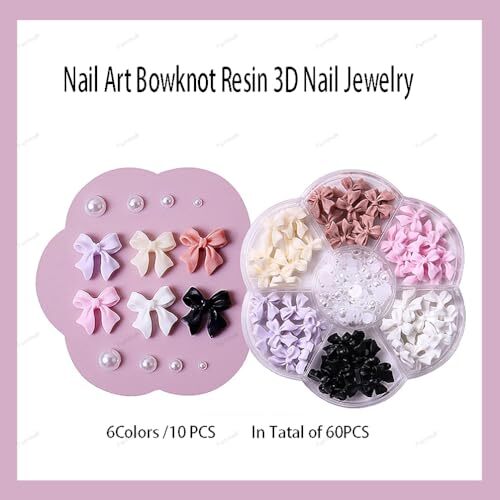 3D Bow Nail Charms Bow-Knot Nail Art Stud Rhinestones Type1-Solid Colorful