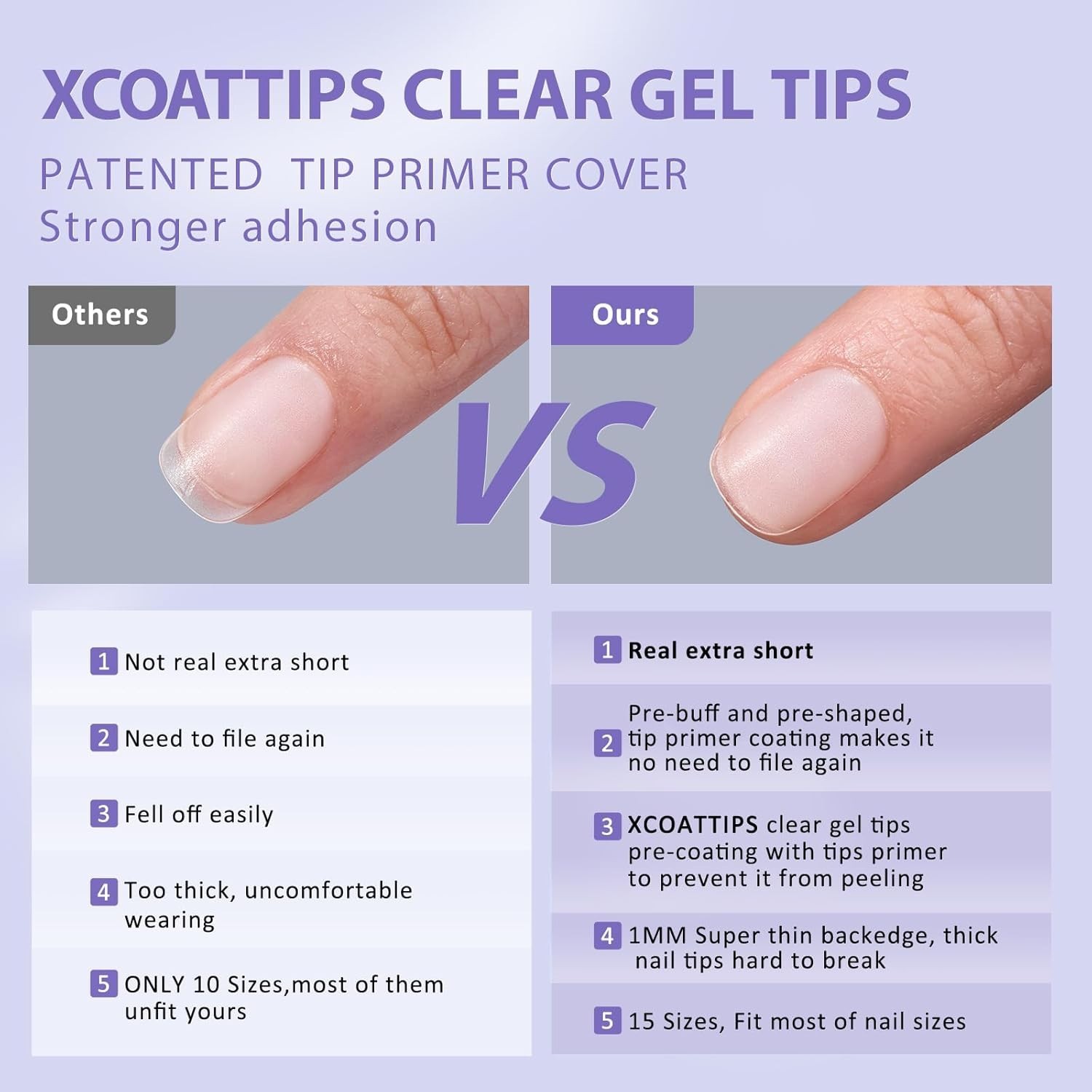 Clear Extra Short Squoval Nail Tips – 300 Full Cover Gel Enhancements for DIY