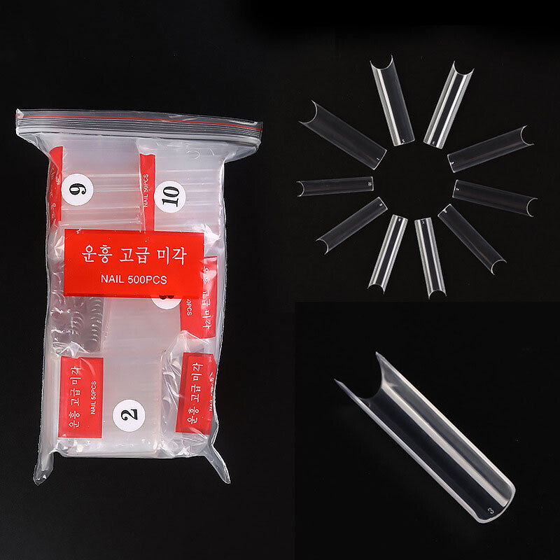 500Pcs XXL C Curve Nail Tips Extra Long Square Fake Nails Half Cover False Nails