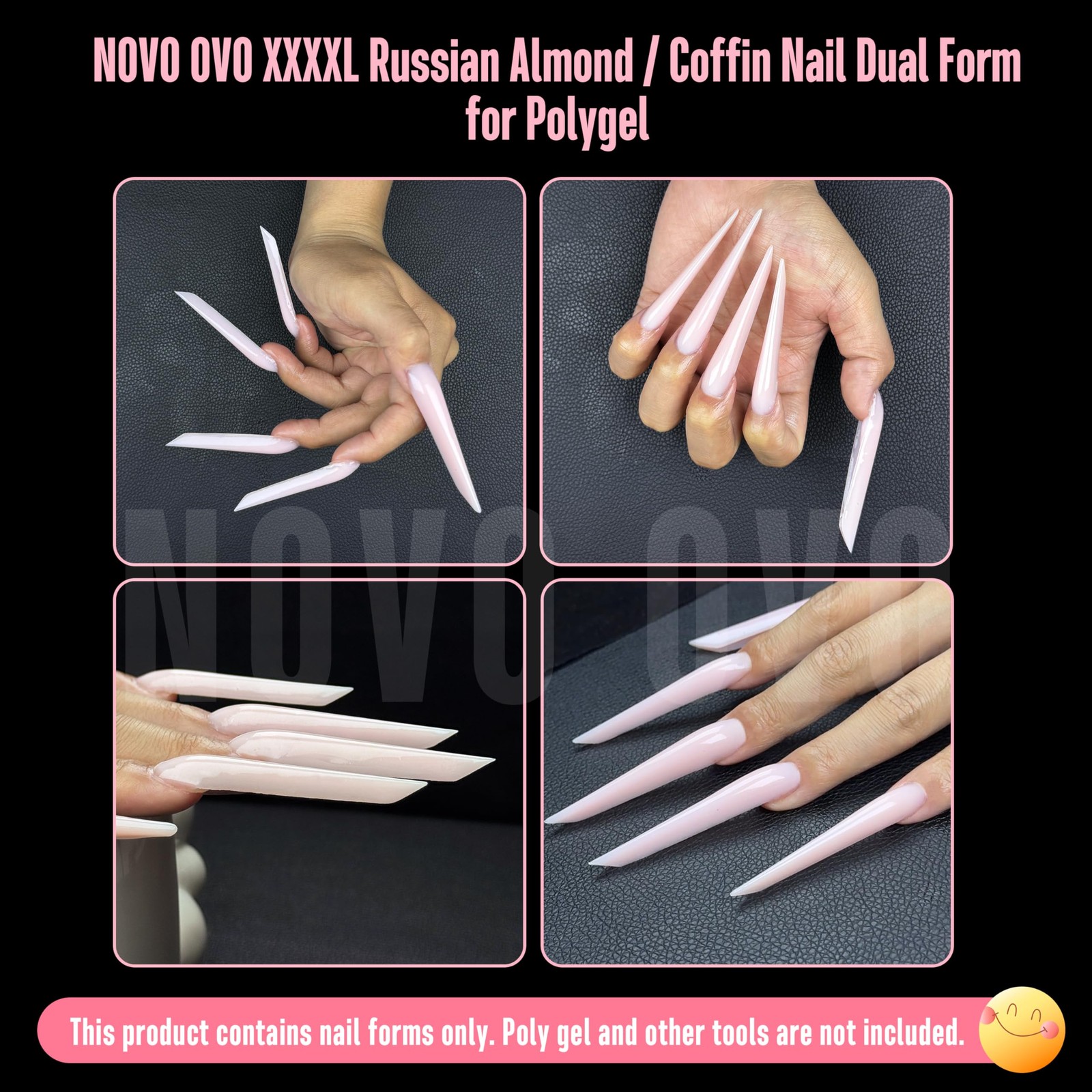 XXL XXXL Russian Almond/Coffin Nail Dual Forms for PolyGel Extension, NOT NAI…