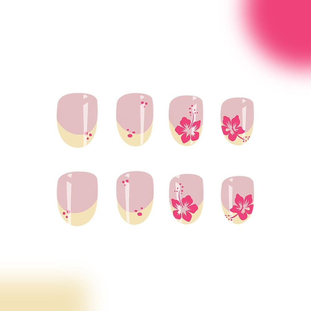 Teilihai French Tip Press on Nails Almond Short Fake Shape, W12