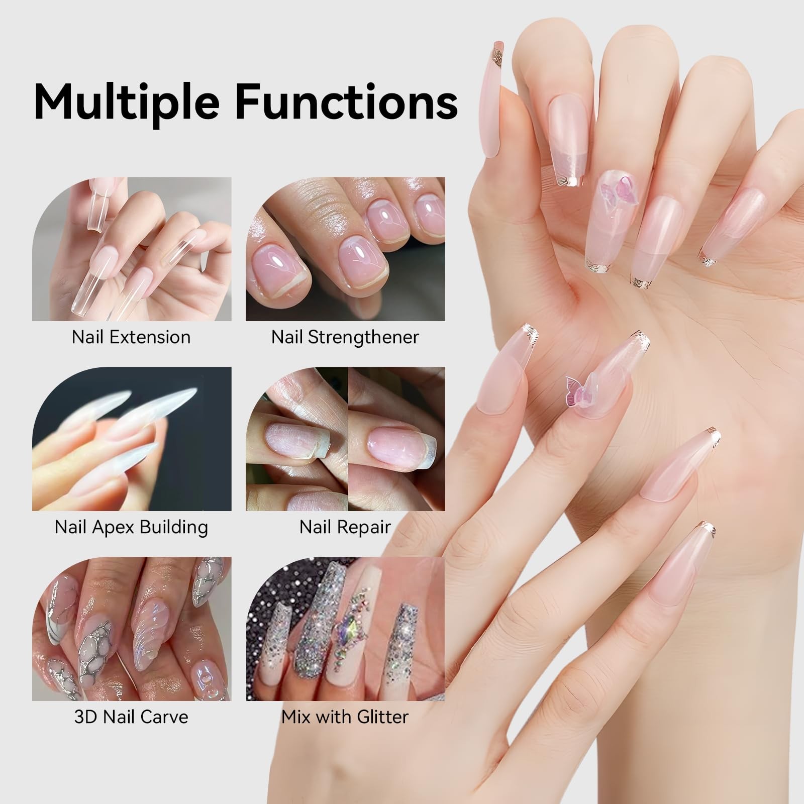 Clear Gel Builder Kit – Hard Extension Gel with Forms, File & Brush 1.06oz