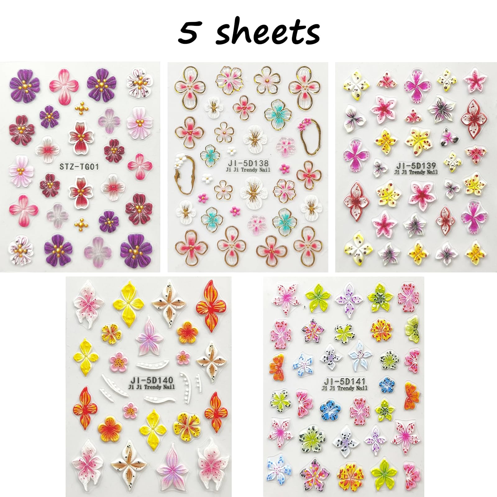 SEMATA Flower Nail Art Stickers Colorful-15
