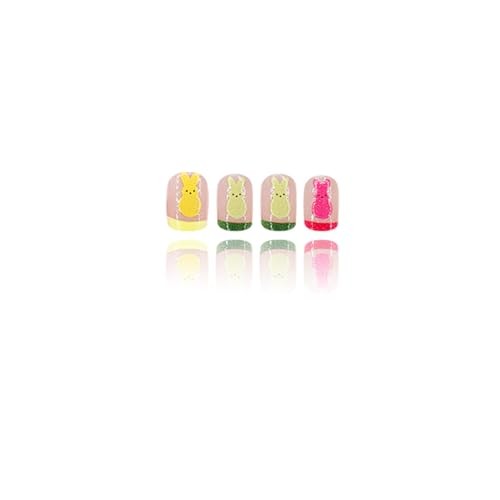 Easter Press On Nails Square Fake Nails Rabbit With Glitter Short Style A10