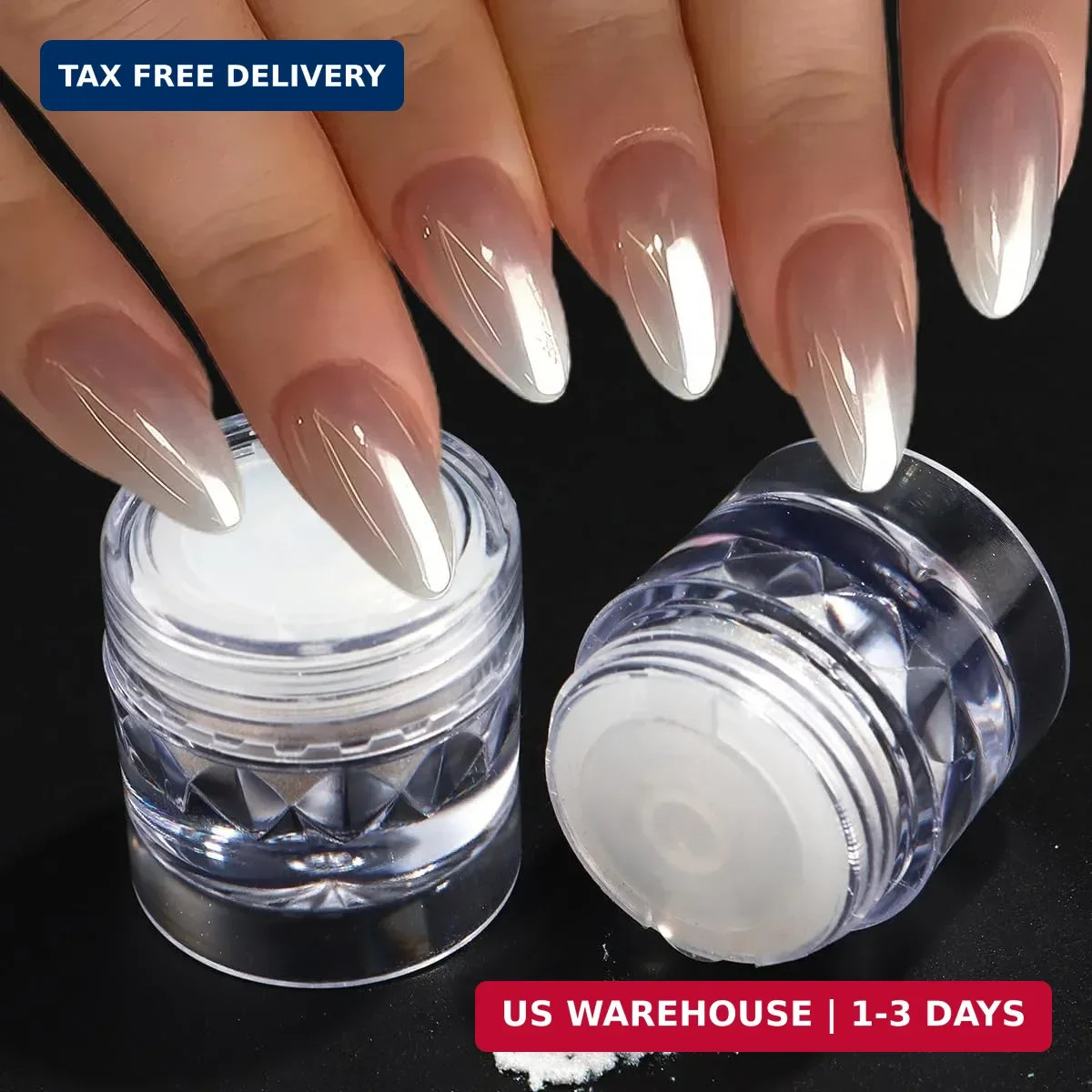3Pcs Moonlight White Pearl Chrome Nail Powder, Super Glossy Clear Mirror Effect