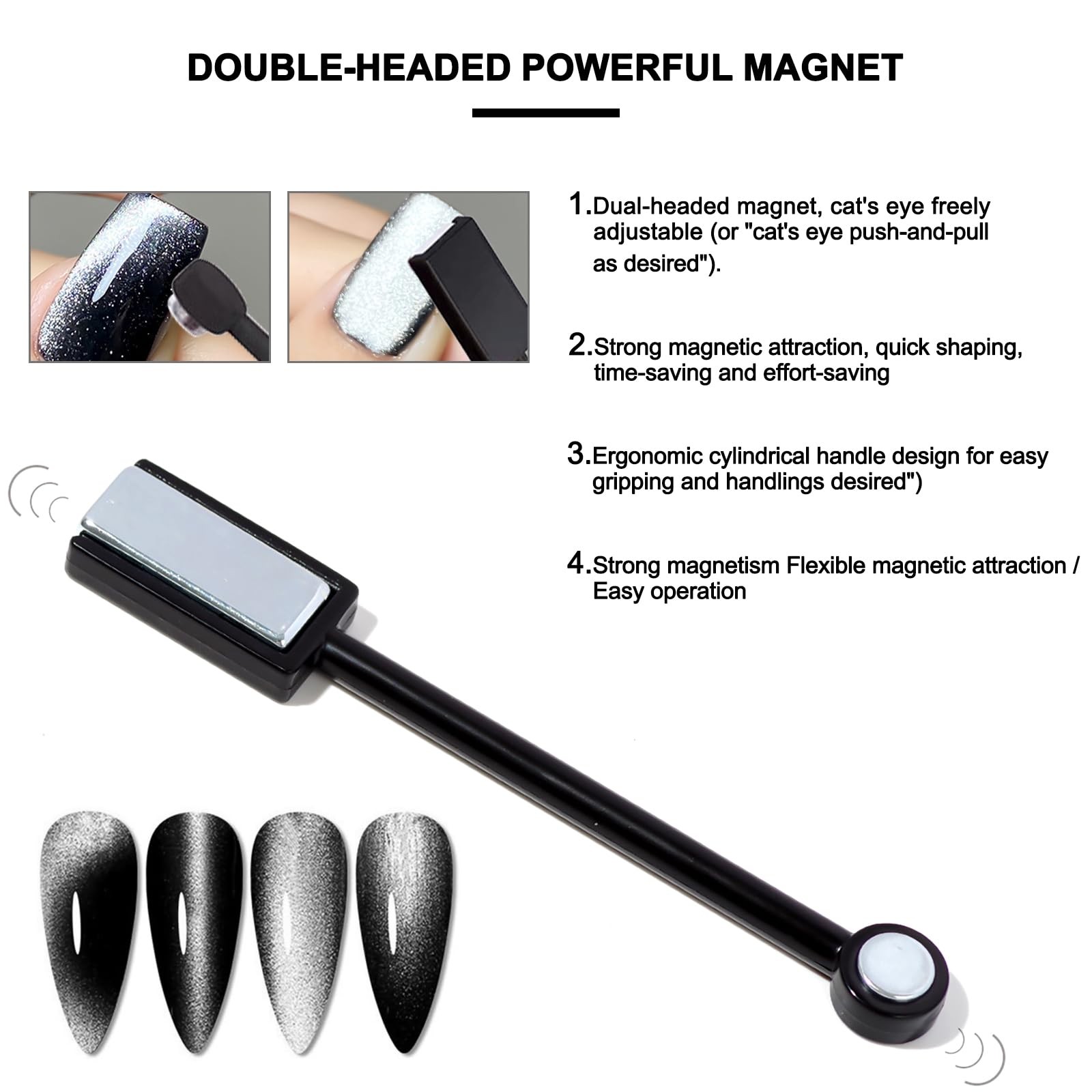 DANNEASY 60pcs Cat Eye Nail Magnet for Art, Gel Polish Kit1