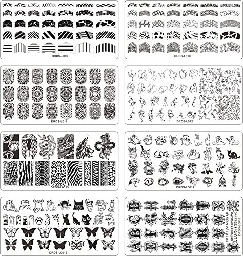 21 Pcs Nail Art Stamping Plates Set – 16 Plates, 2 Stampers, 2 Scrapers, Storage