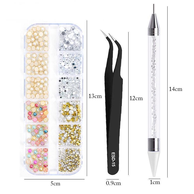 3Pcs/Set Nail Art Rhinestones 3D Crystal DIY Glitter Rivet Gem Decorations Suppl