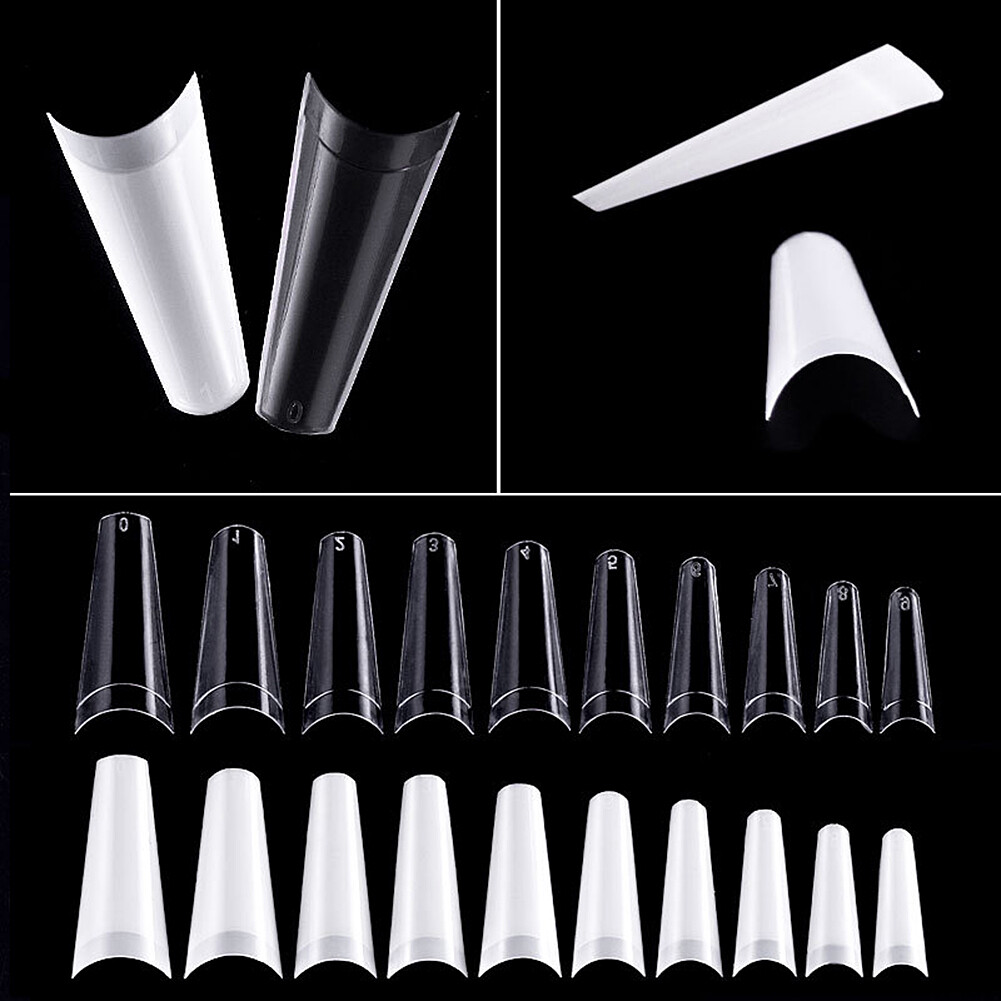US 500-1000Pc Clear Natural Salon Half French False Acrylic Nail Art Cowboy Tips