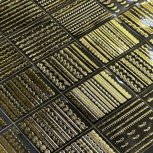 30 Sheets Gold Line Nail Art Stickers Gold Lace Nail Stickers 3D Self-Adhesive