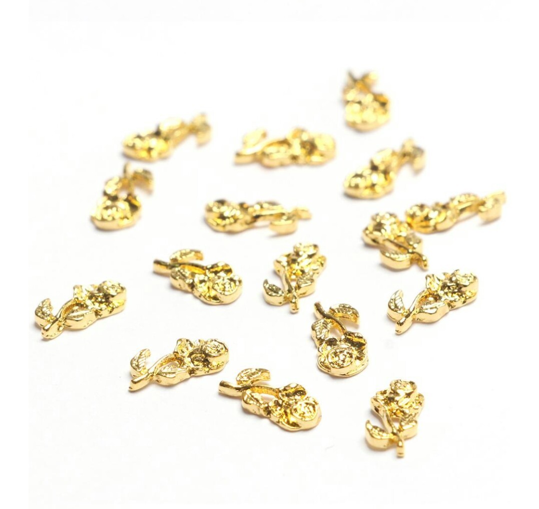 20pcs New 3D Gold/Silver Roses Alloy Flowers Bud/Blooming Charms Nail Art Decor