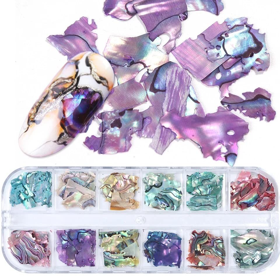 Abalone Shell Flakes for Nail Art – Colorful Seashell Sequins Glitter Irregular