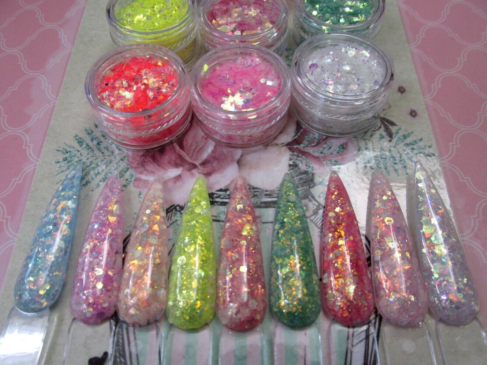 Glitter Flakes Crushed Jewels nail art set